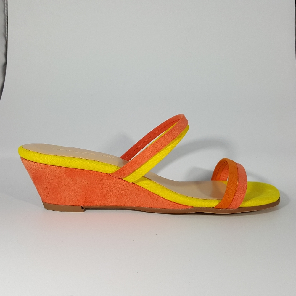 NR Rapisardi Multi Colored Two Band Wedge Sandal
